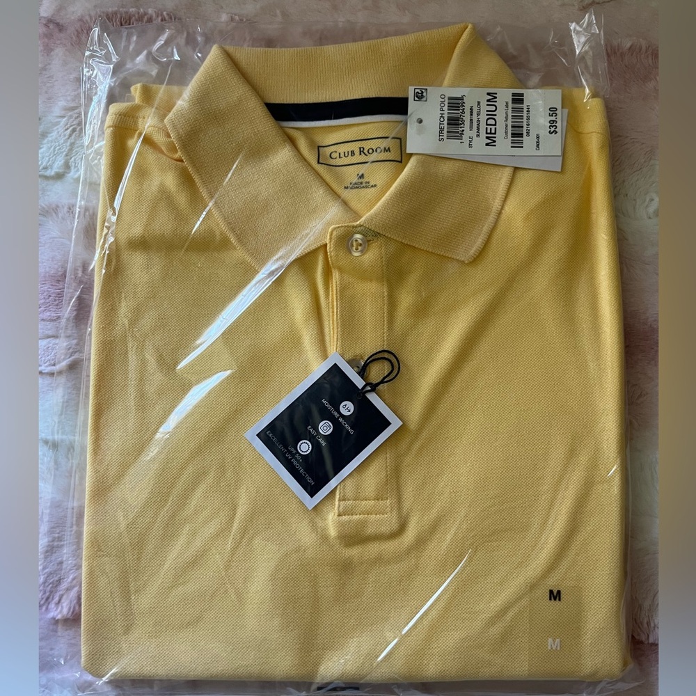 Men's Yellow Classic Fit Performance Stretch Polo Club Room